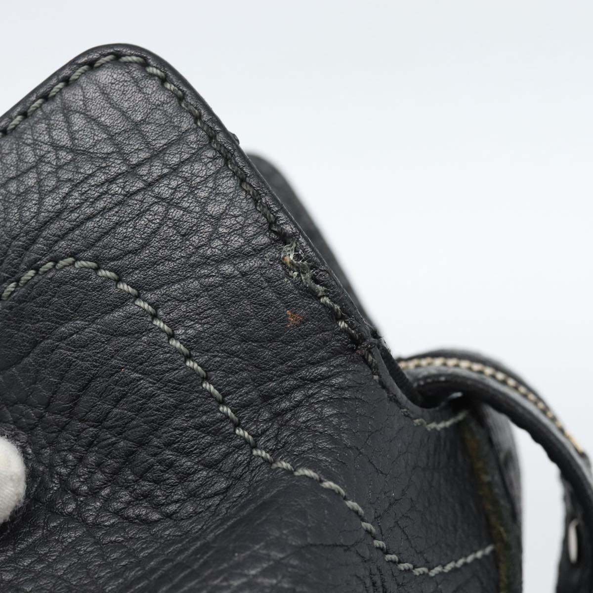 CELINE Hand Bag Leather Black Gold Auth bs35584A