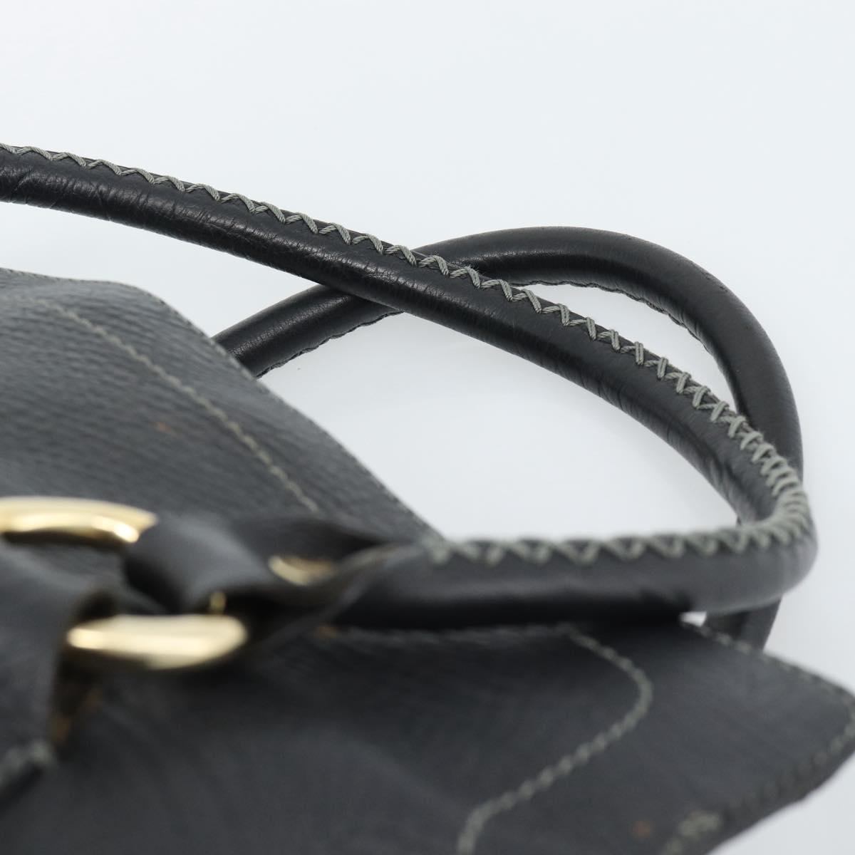 CELINE Hand Bag Leather Black Gold Auth bs35584A