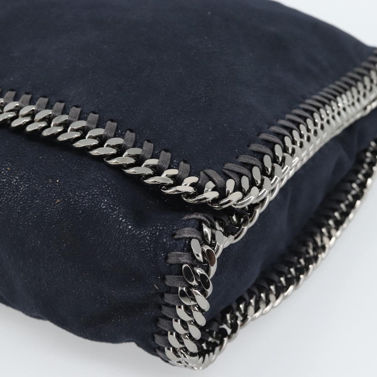 Stella MacCartney Chain Falabella Shoulder Bag Suede Navy Silver Auth bs35585A