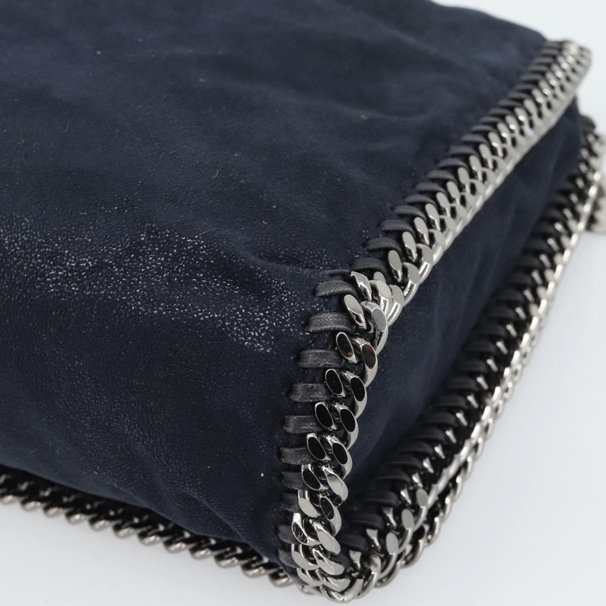 Stella MacCartney Chain Falabella Shoulder Bag Suede Navy Silver Auth bs35585A