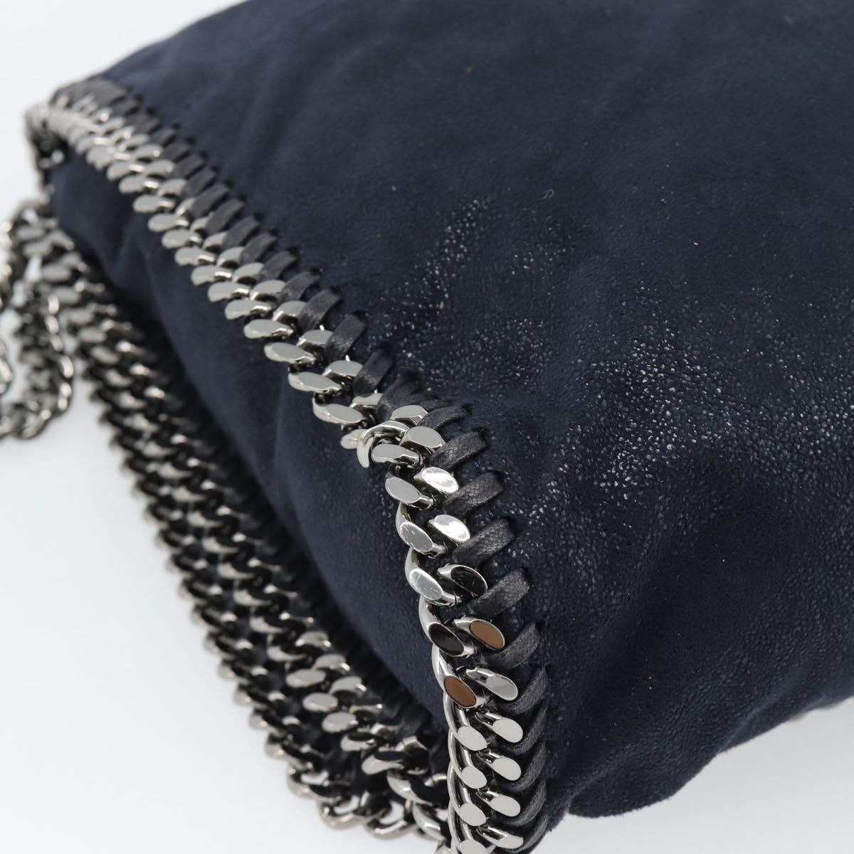 Stella MacCartney Chain Falabella Shoulder Bag Suede Navy Silver Auth bs35585A