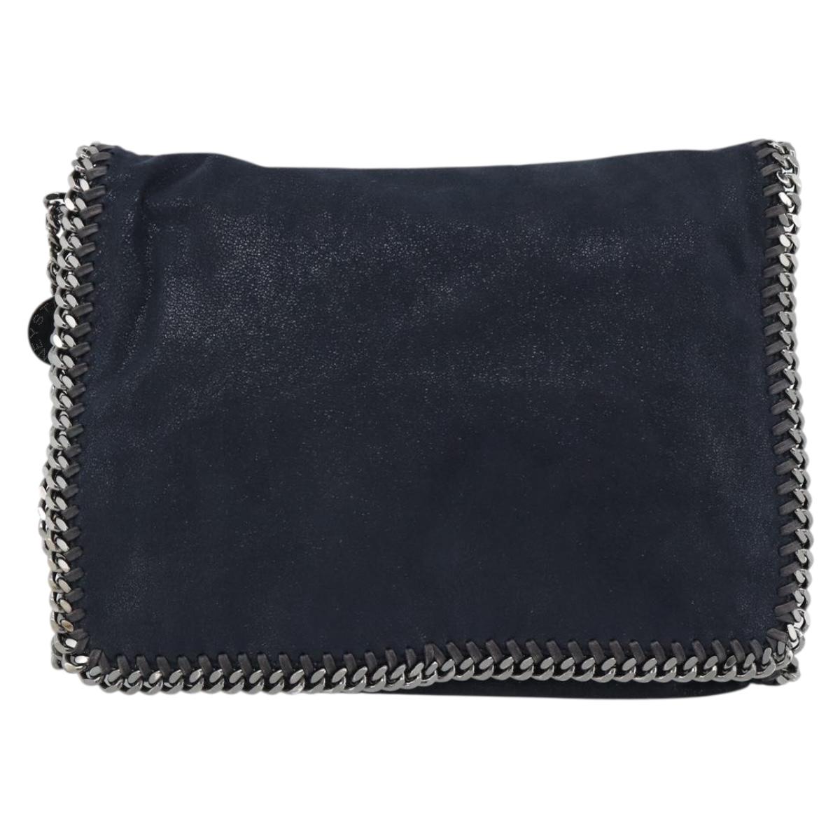 Stella MacCartney Chain Falabella Shoulder Bag Suede Navy Silver Auth bs35585A