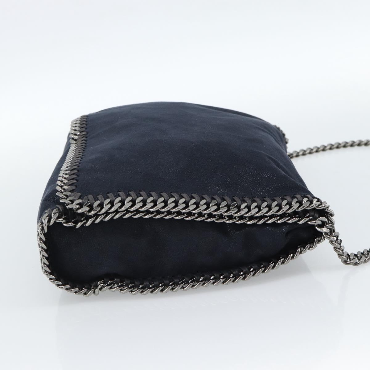 Stella MacCartney Chain Falabella Shoulder Bag Suede Navy Silver Auth bs35585A