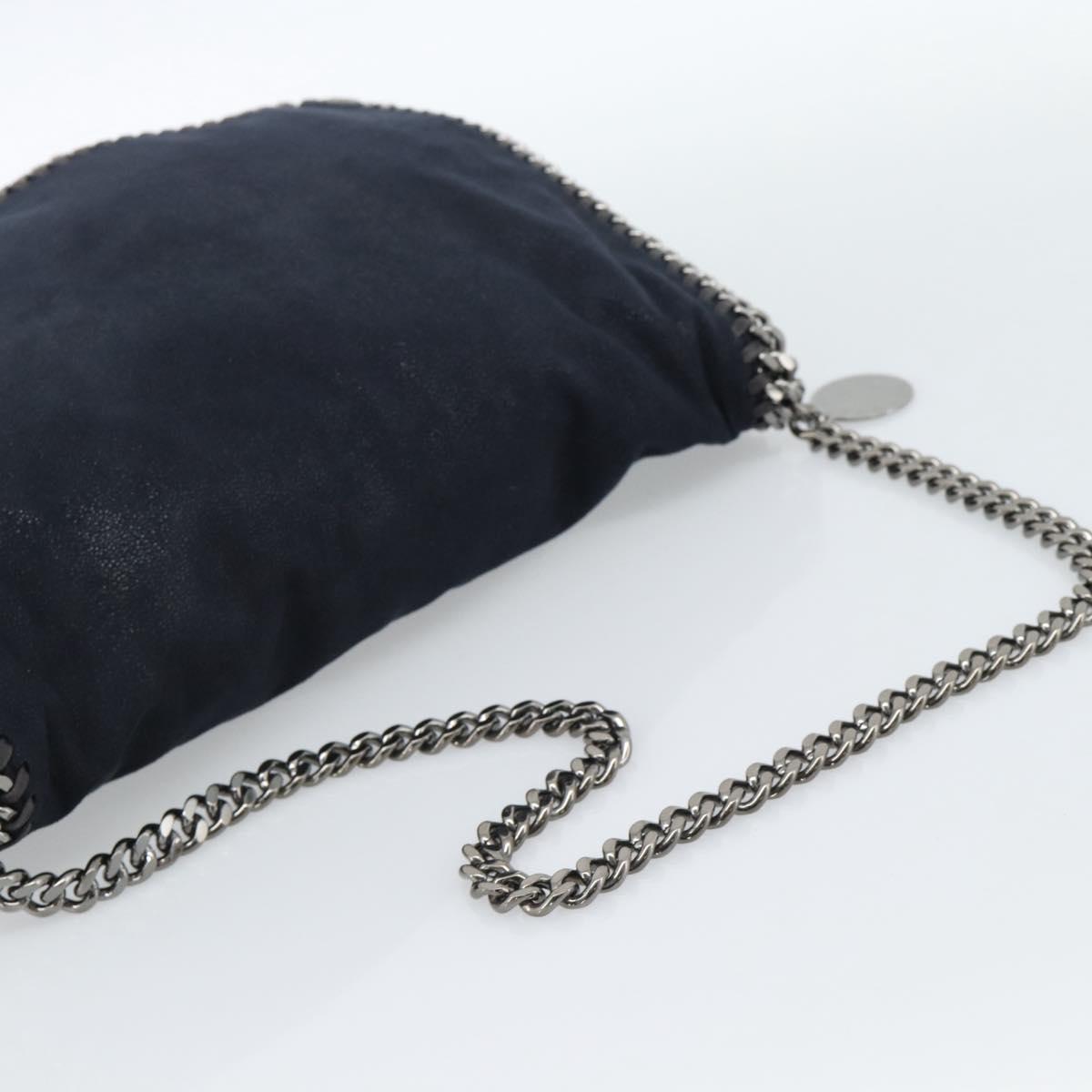 Stella MacCartney Chain Falabella Shoulder Bag Suede Navy Silver Auth bs35585A