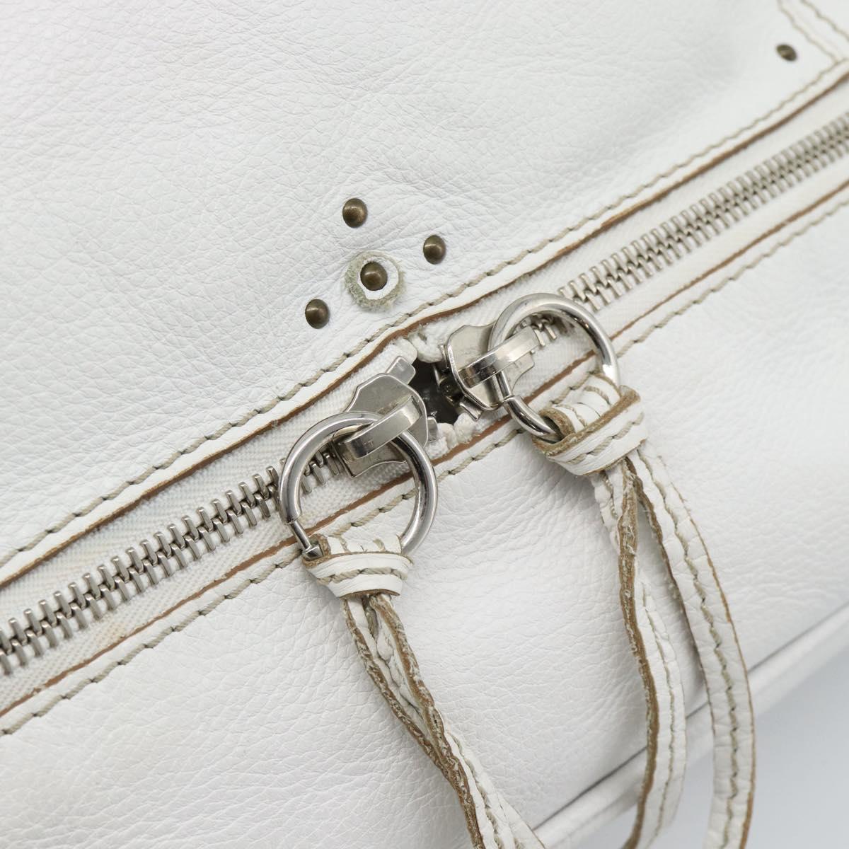Chloe Paddington Tote Bag Leather White Gold Silver Auth bs35586A