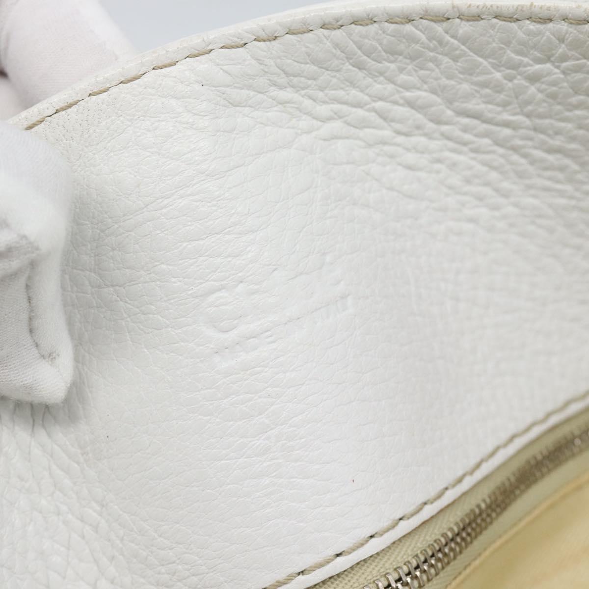 Chloe Paddington Tote Bag Leather White Gold Silver Auth bs35586A