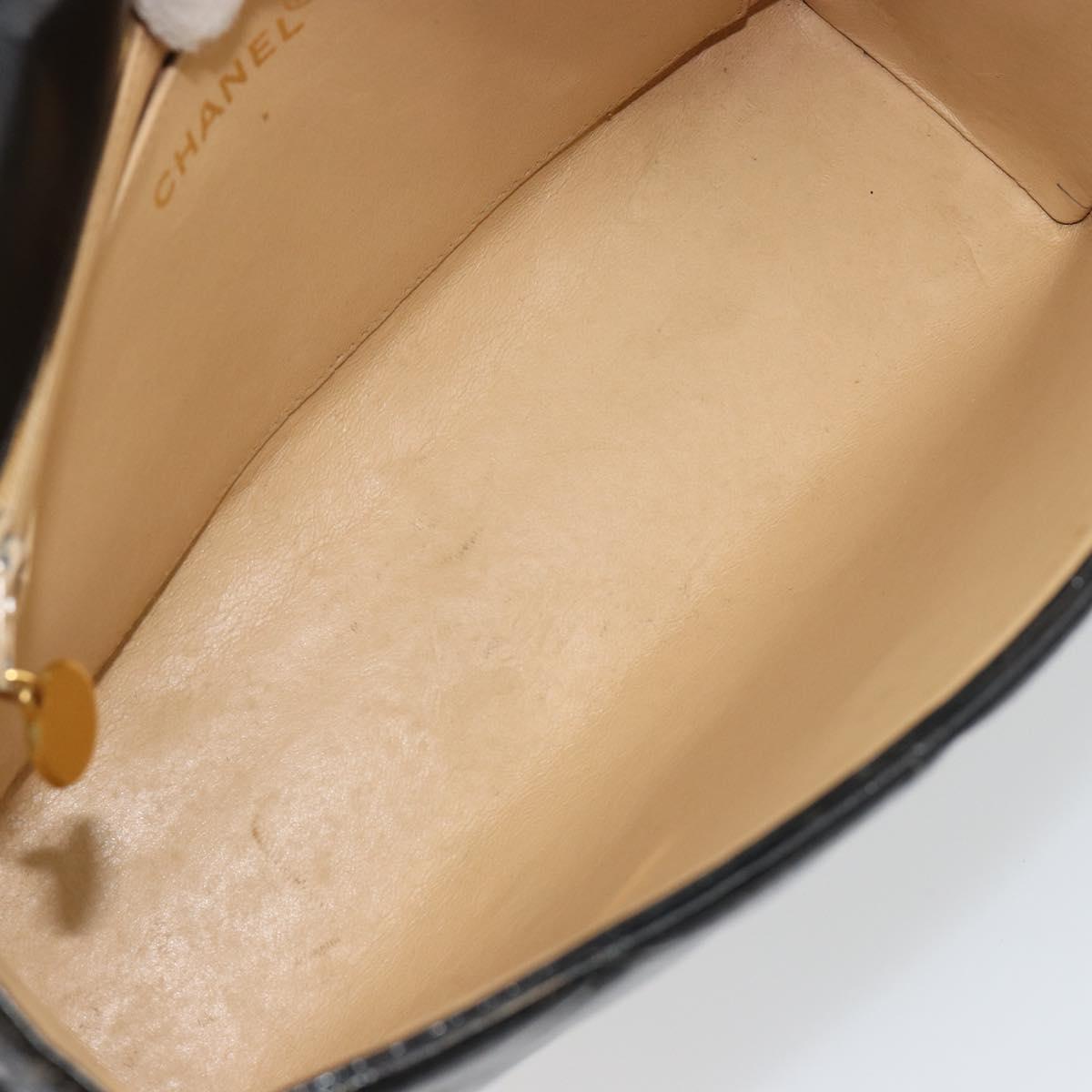 CHANEL Matelasse Shoulder Bag Lamb Skin Black Gold CC Auth bs35587