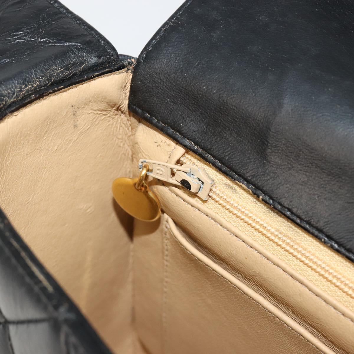 CHANEL Matelasse Shoulder Bag Lamb Skin Black Gold CC Auth bs35587