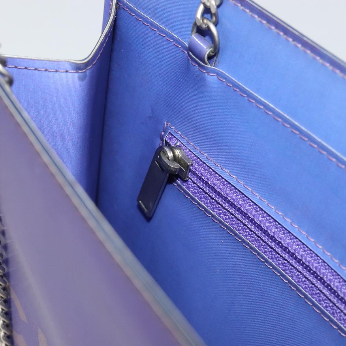 CHANEL Hologram Line Chain Shoulder Bag Nylon Purple Silver CC Auth bs35589A