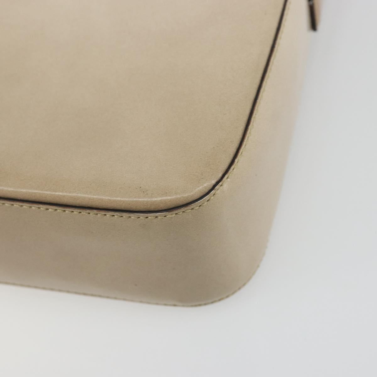 PRADA Shoulder Bag Patent leather Beige Silver Auth bs35591