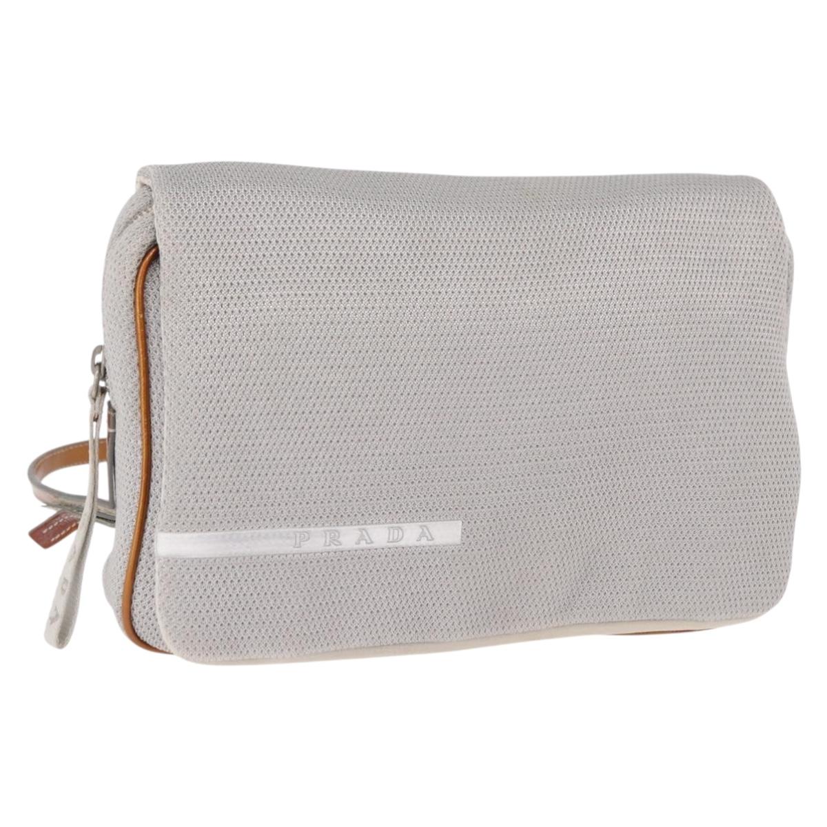 PRADA Sports Line Backpack Canvas Silver Auth bs35592