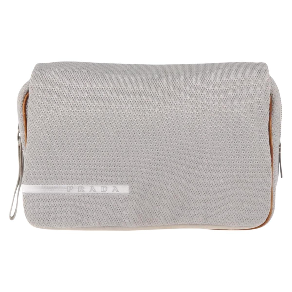 PRADA Sports Line Backpack Canvas Silver Auth bs35592