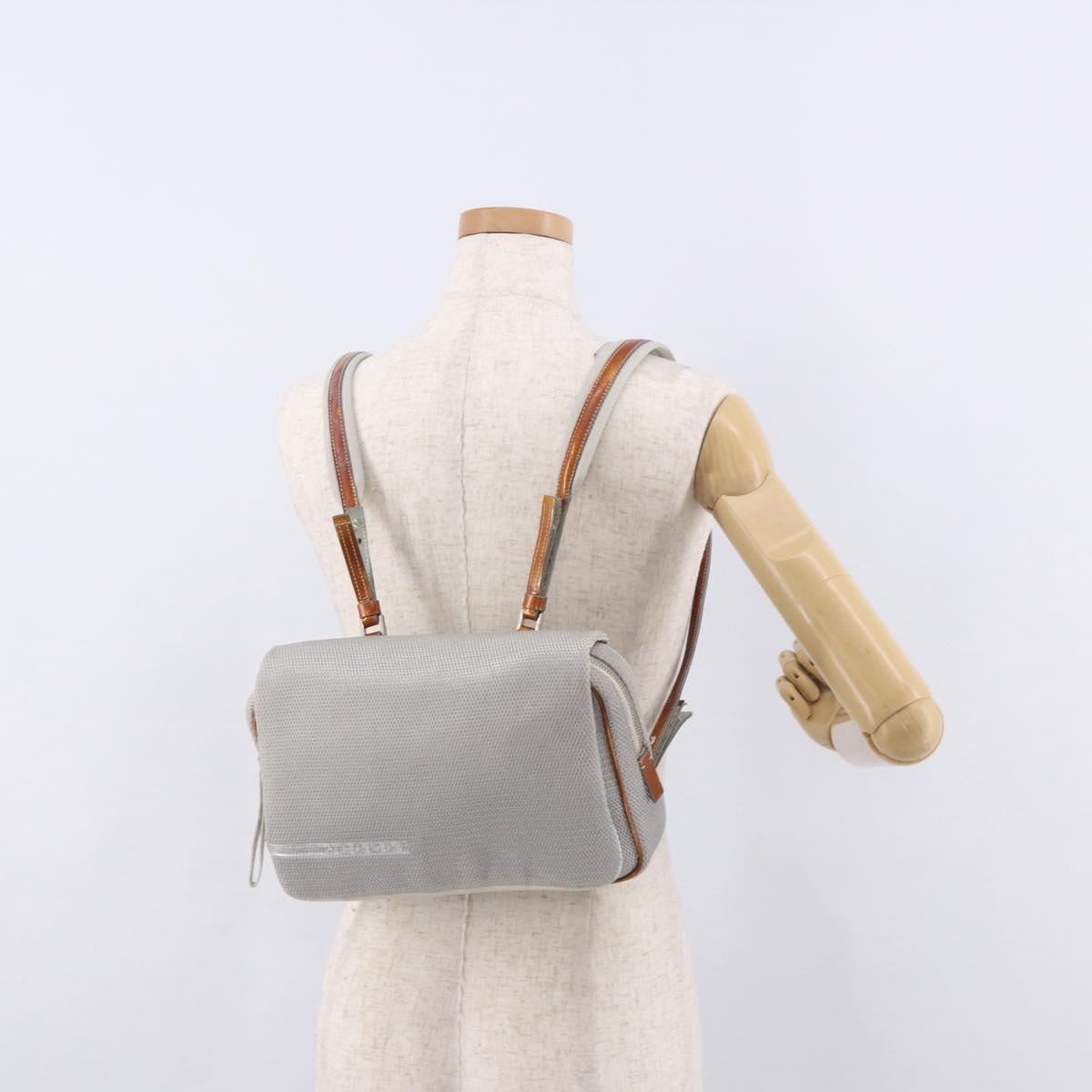 PRADA Sports Line Backpack Canvas Silver Auth bs35592
