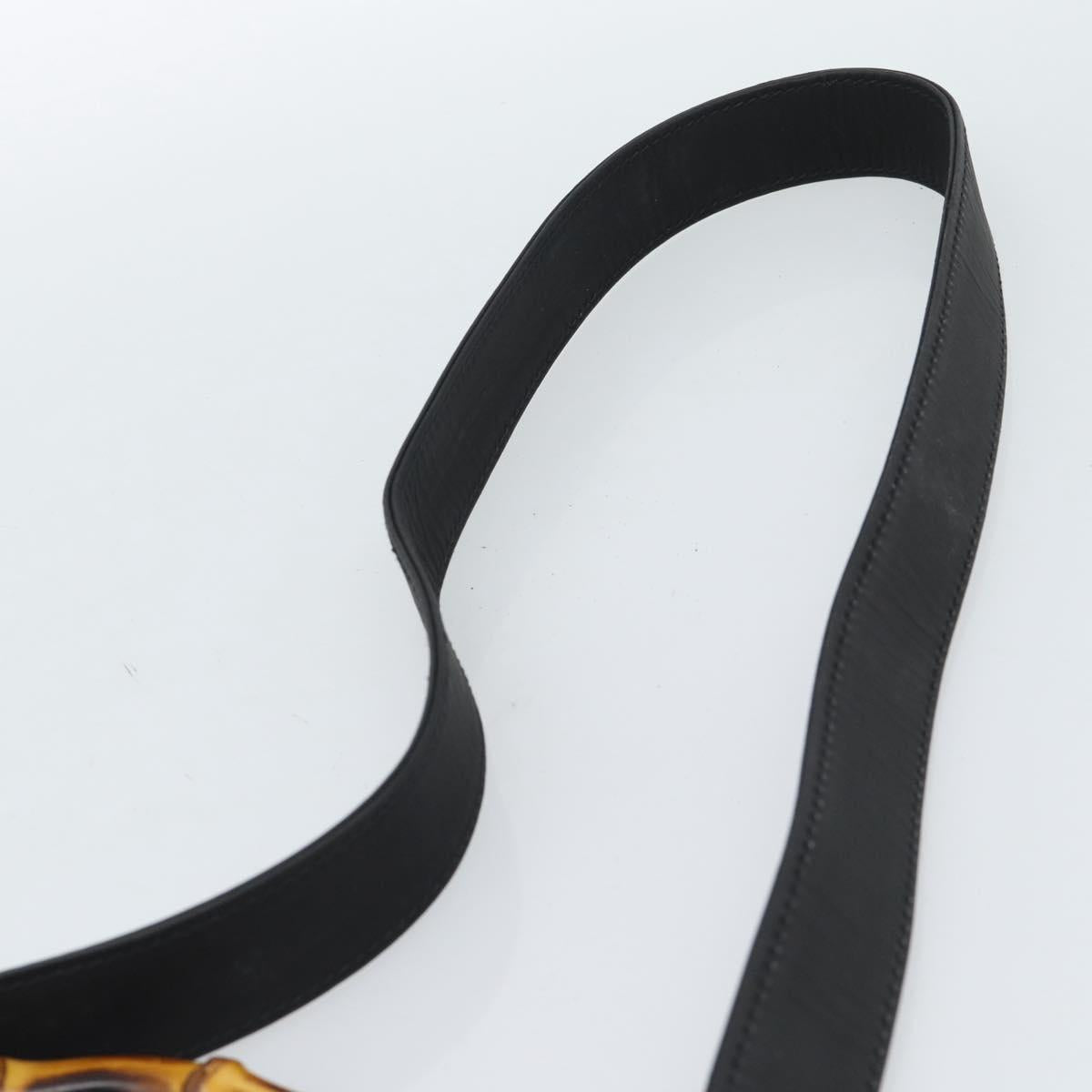 GUCCI Bamboo Shoulder Bag Suede 2way Black Gold 001 1014 1638 0 Auth bs35599