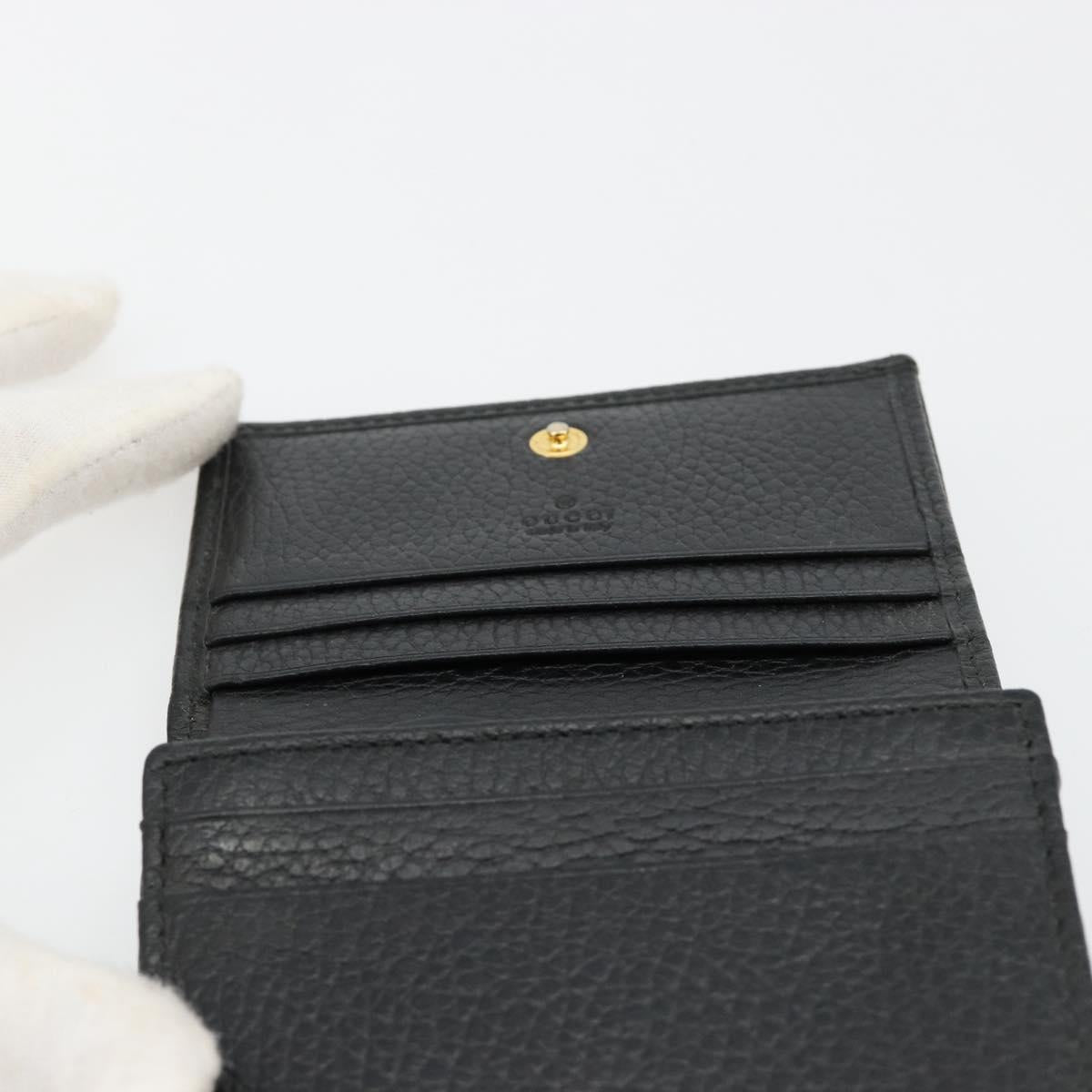 GUCCI GG Marmont Bifold Wallet Leather Black Gold 456126 Auth bs35602