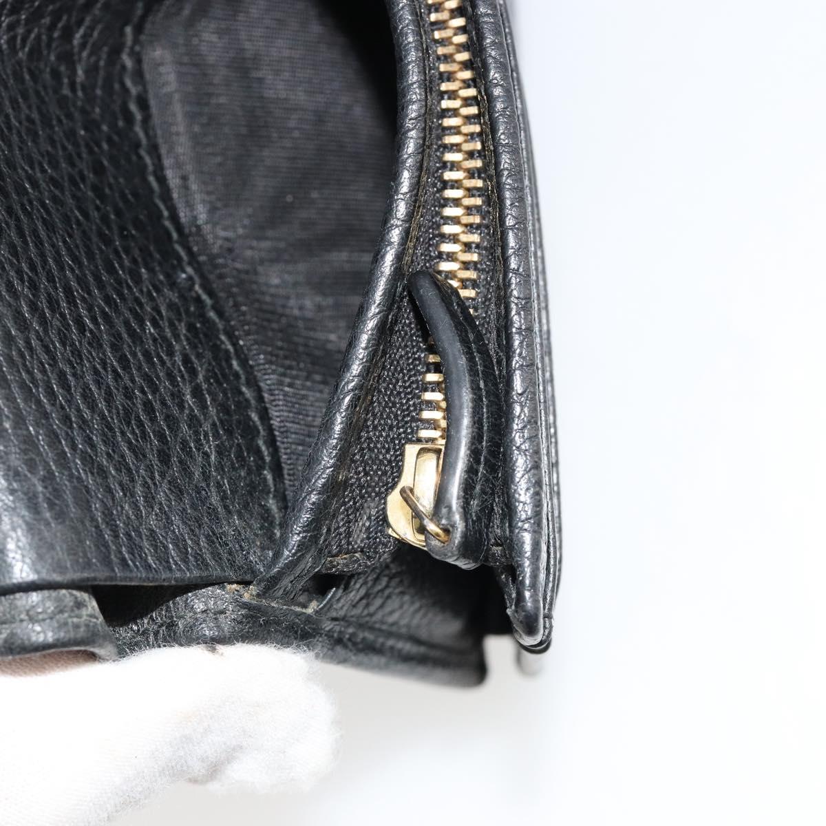 GUCCI GG Marmont Bifold Wallet Leather Black Gold 456126 Auth bs35602