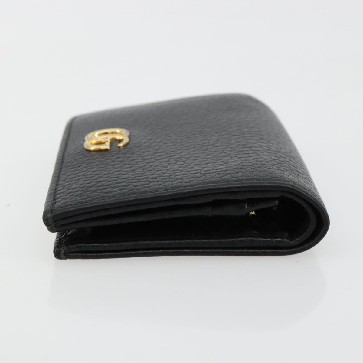 GUCCI GG Marmont Bifold Wallet Leather Black Gold 456126 Auth bs35602