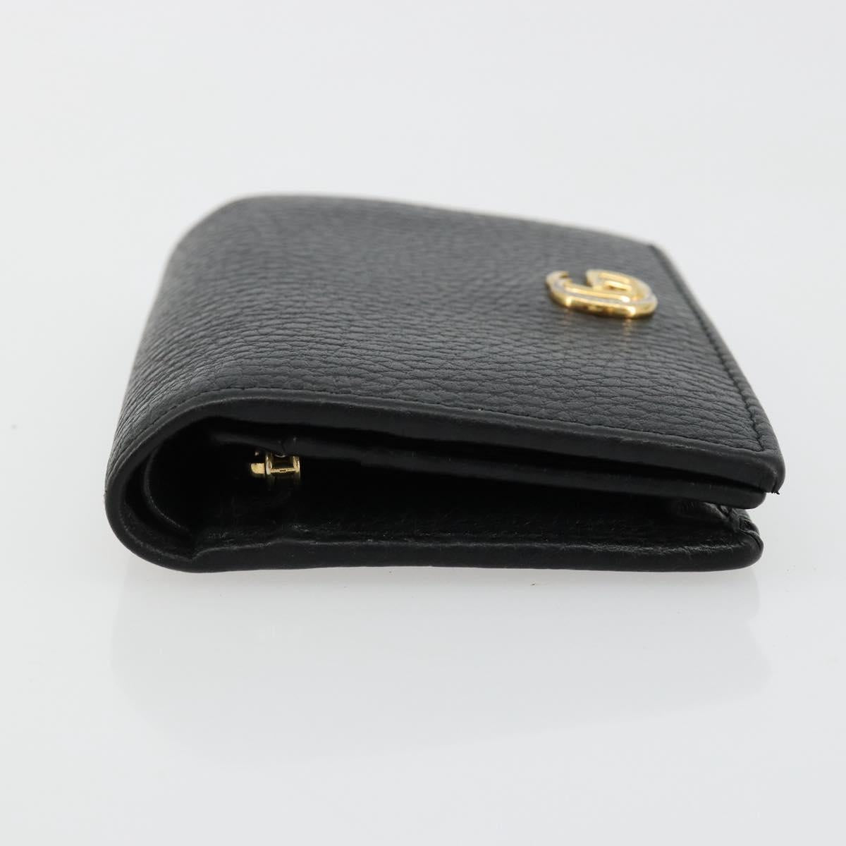 GUCCI GG Marmont Bifold Wallet Leather Black Gold 456126 Auth bs35602