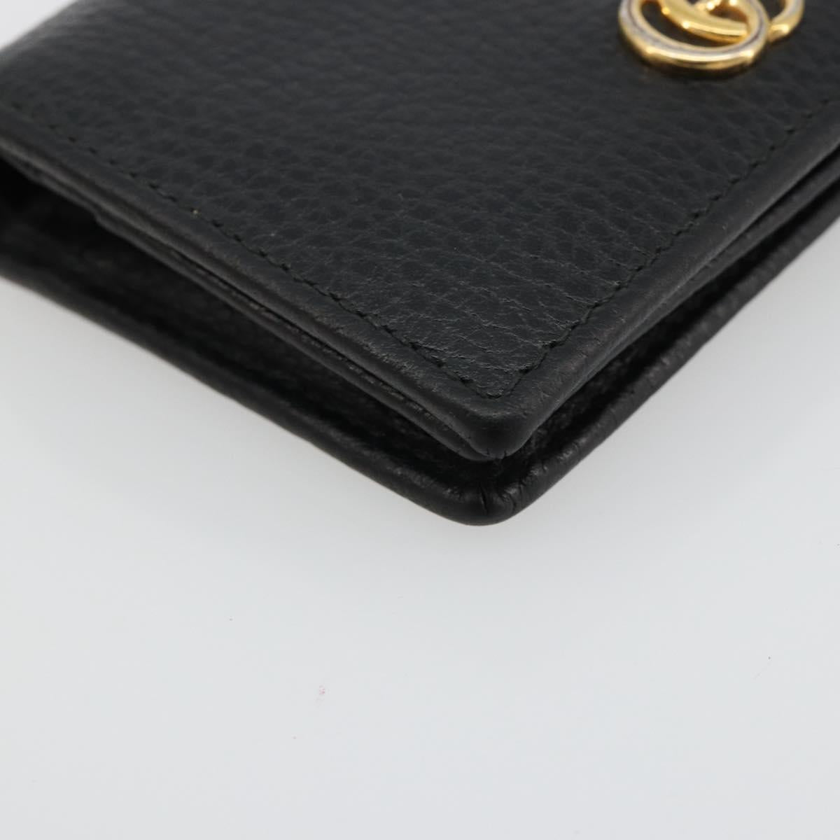 GUCCI GG Marmont Bifold Wallet Leather Black Gold 456126 Auth bs35602