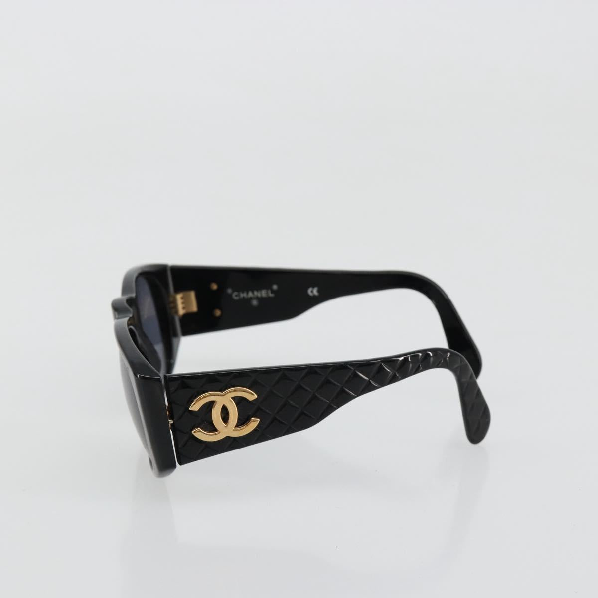 CHANEL Sunglasses plastic Black CC Auth bs35605