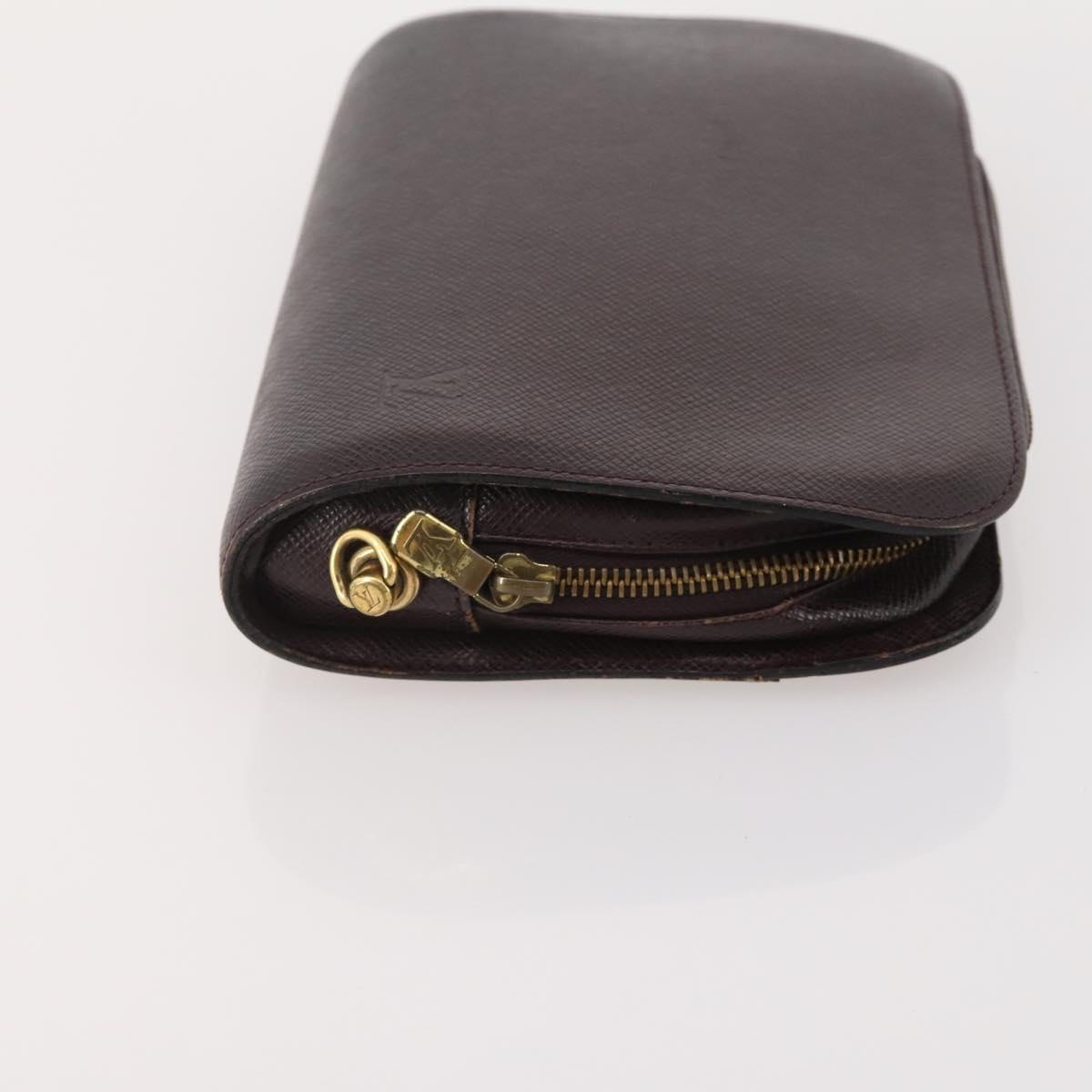LOUIS VUITTON Taiga Baikal Clutch Bag 2 Set Acajou M30186 LV Auth bs35607