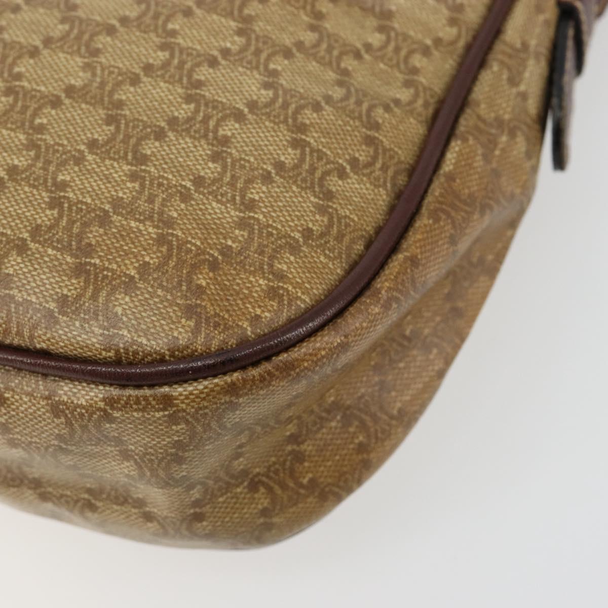 CELINE Macadam Canvas Shoulder Bag PVC Beige Gold Auth bs35608