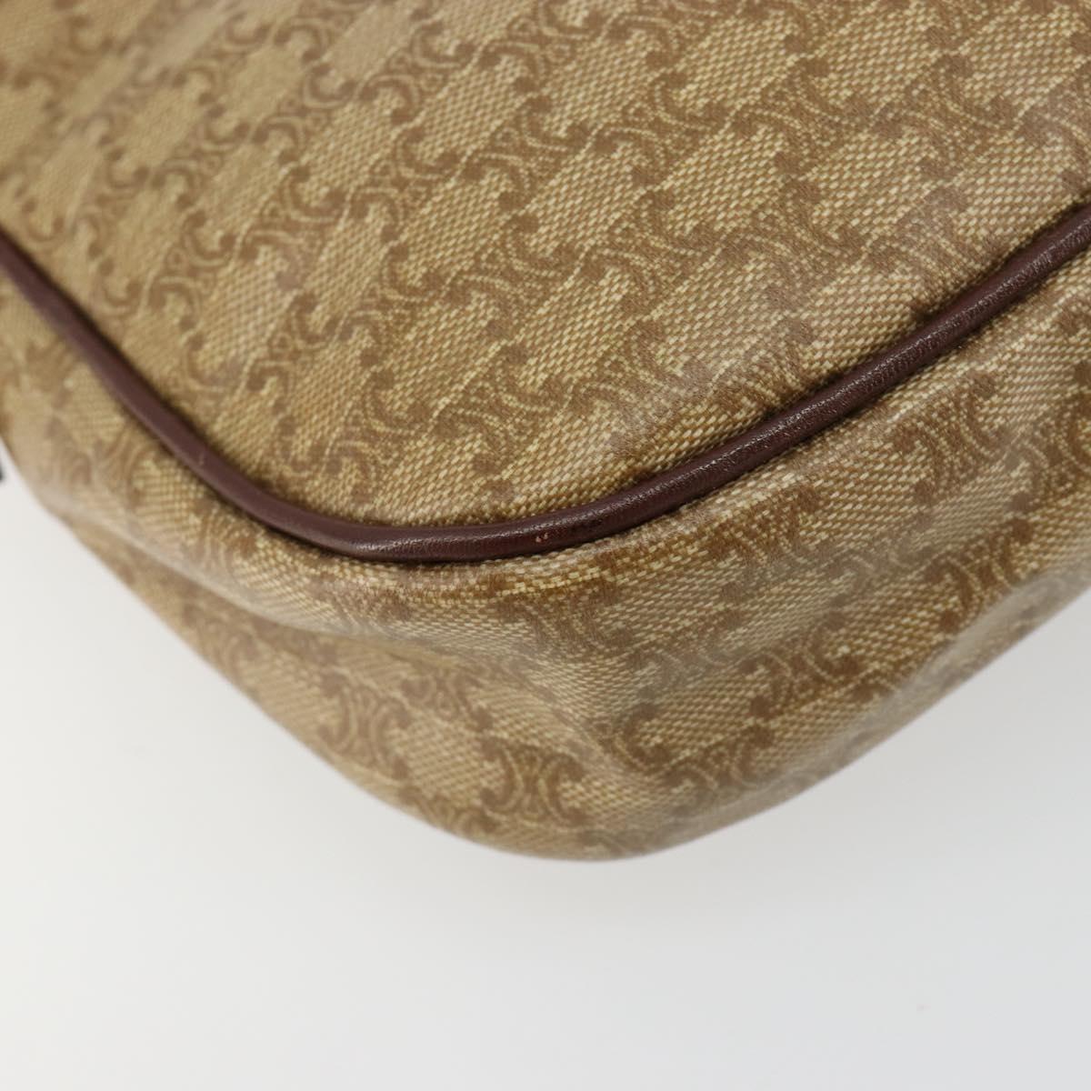 CELINE Macadam Canvas Shoulder Bag PVC Beige Gold Auth bs35608