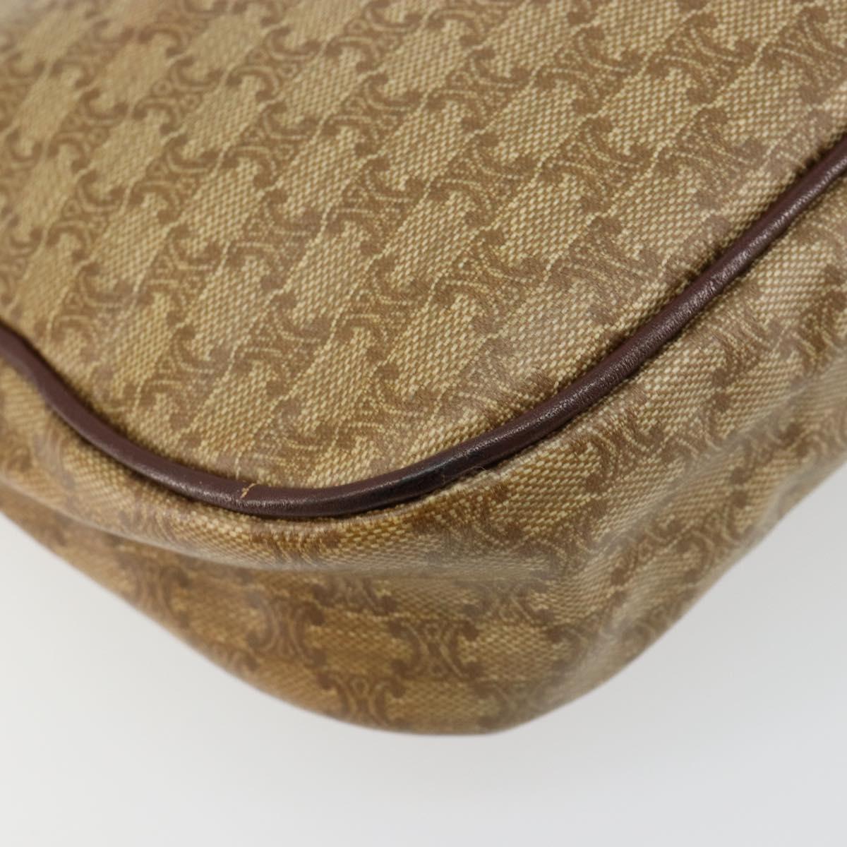 CELINE Macadam Canvas Shoulder Bag PVC Beige Gold Auth bs35608