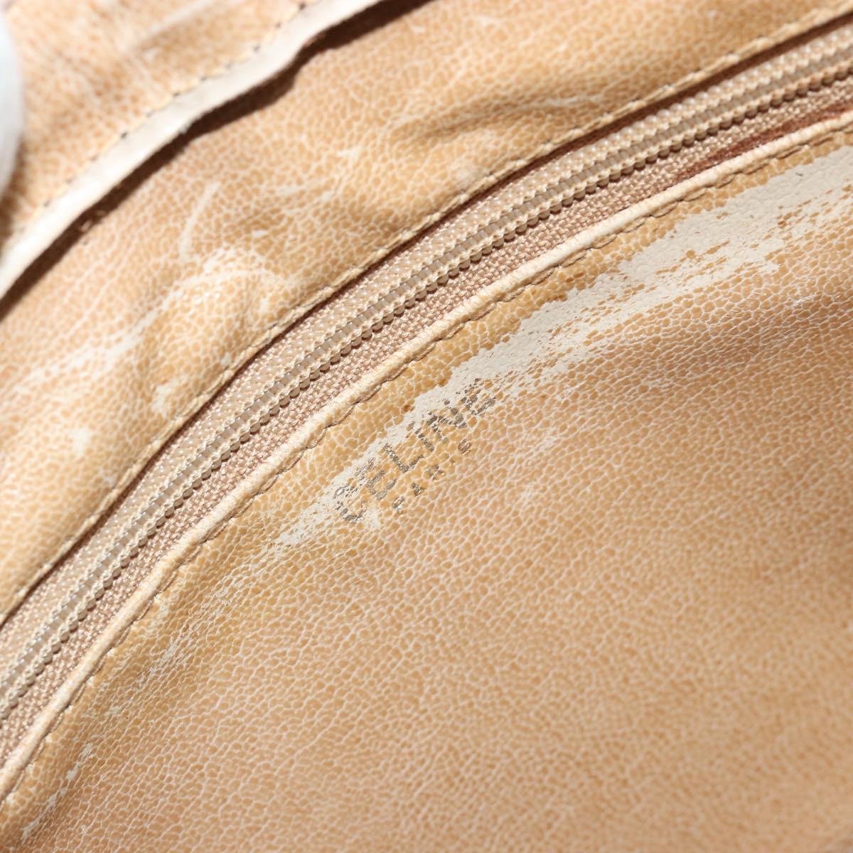 CELINE Macadam Canvas Shoulder Bag PVC Beige Gold Auth bs35608