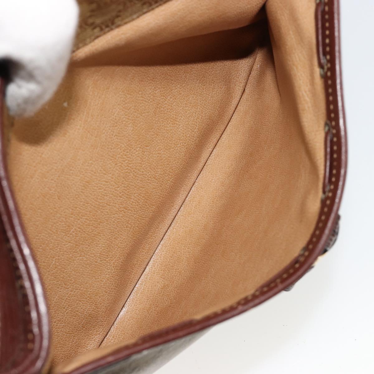CELINE Macadam Canvas Shoulder Bag PVC Beige Gold Auth bs35608