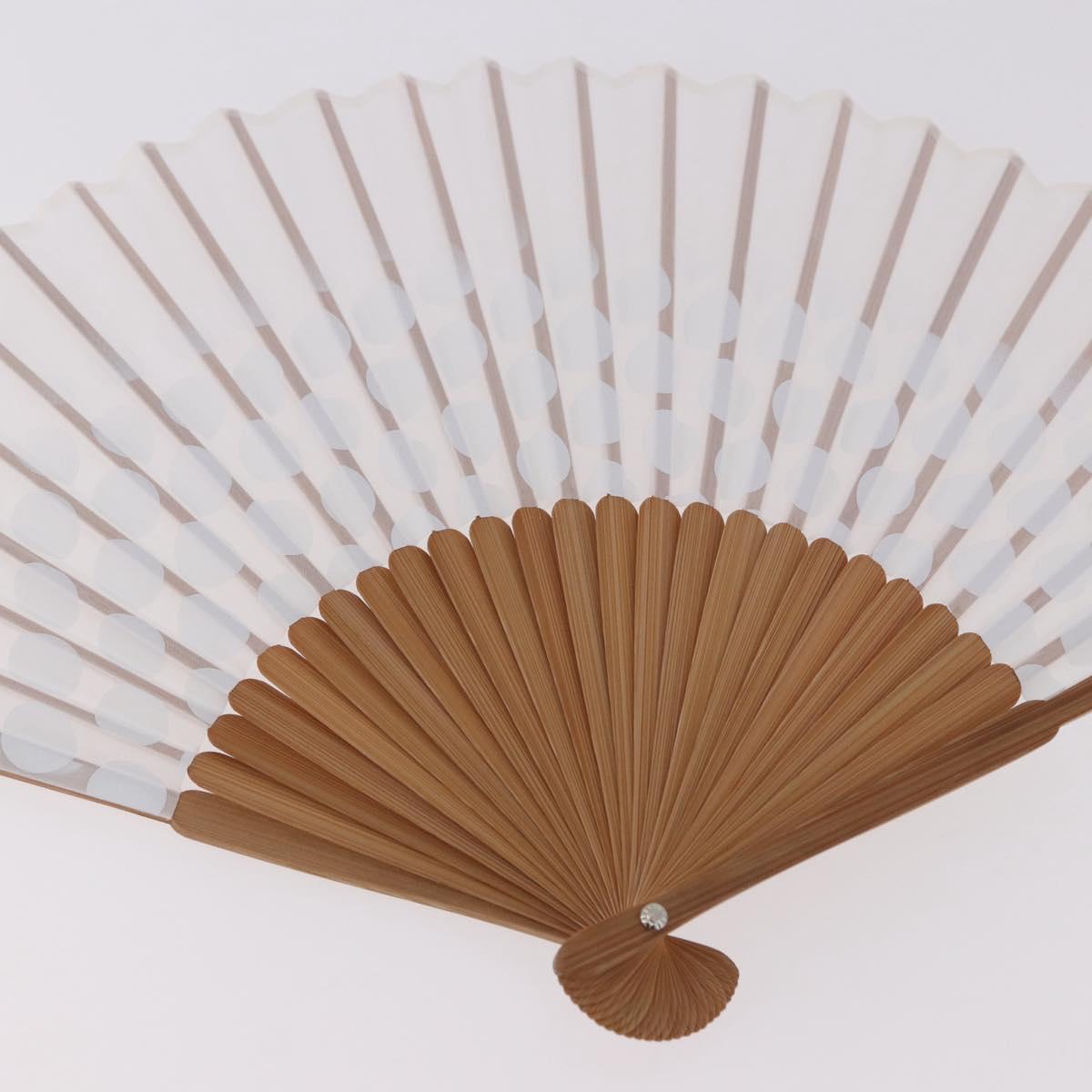 LOUIS VUITTON Fondation Japanese Fan Polyester White LV Auth bs35612V