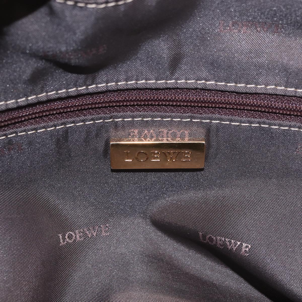 LOEWE Anagram Amazonas Hand Bag Leather Beige Gold Auth bs35616
