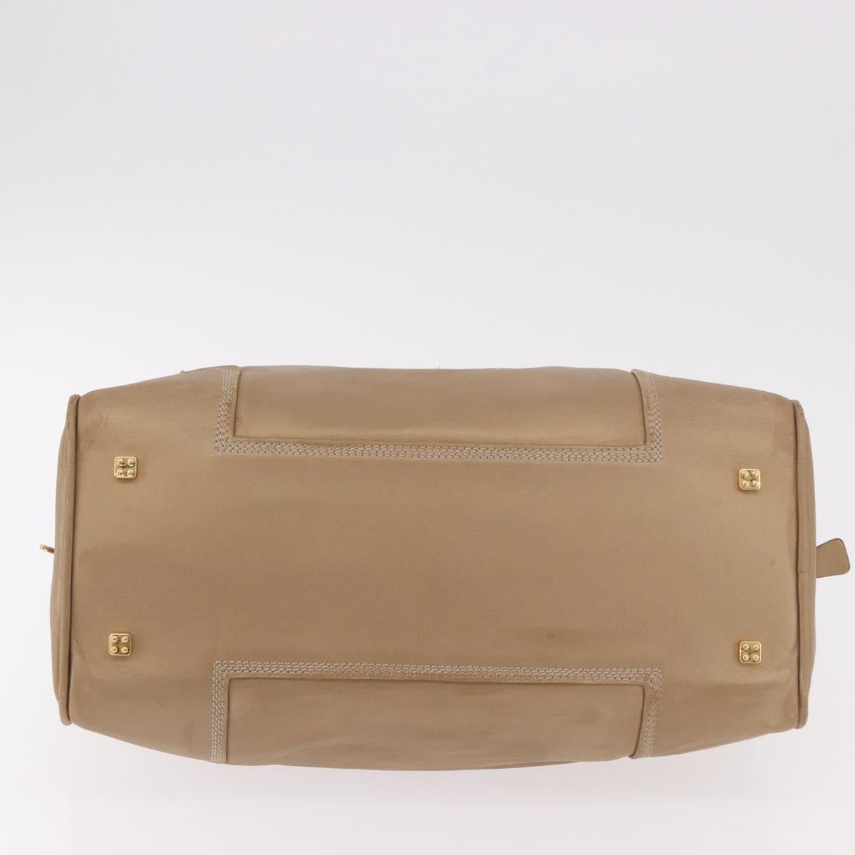 LOEWE Anagram Amazonas Hand Bag Leather Beige Gold Auth bs35616