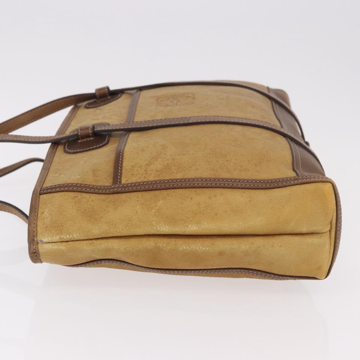 LOEWE Anagram Tote Bag Canvas Beige Gold Auth bs35617