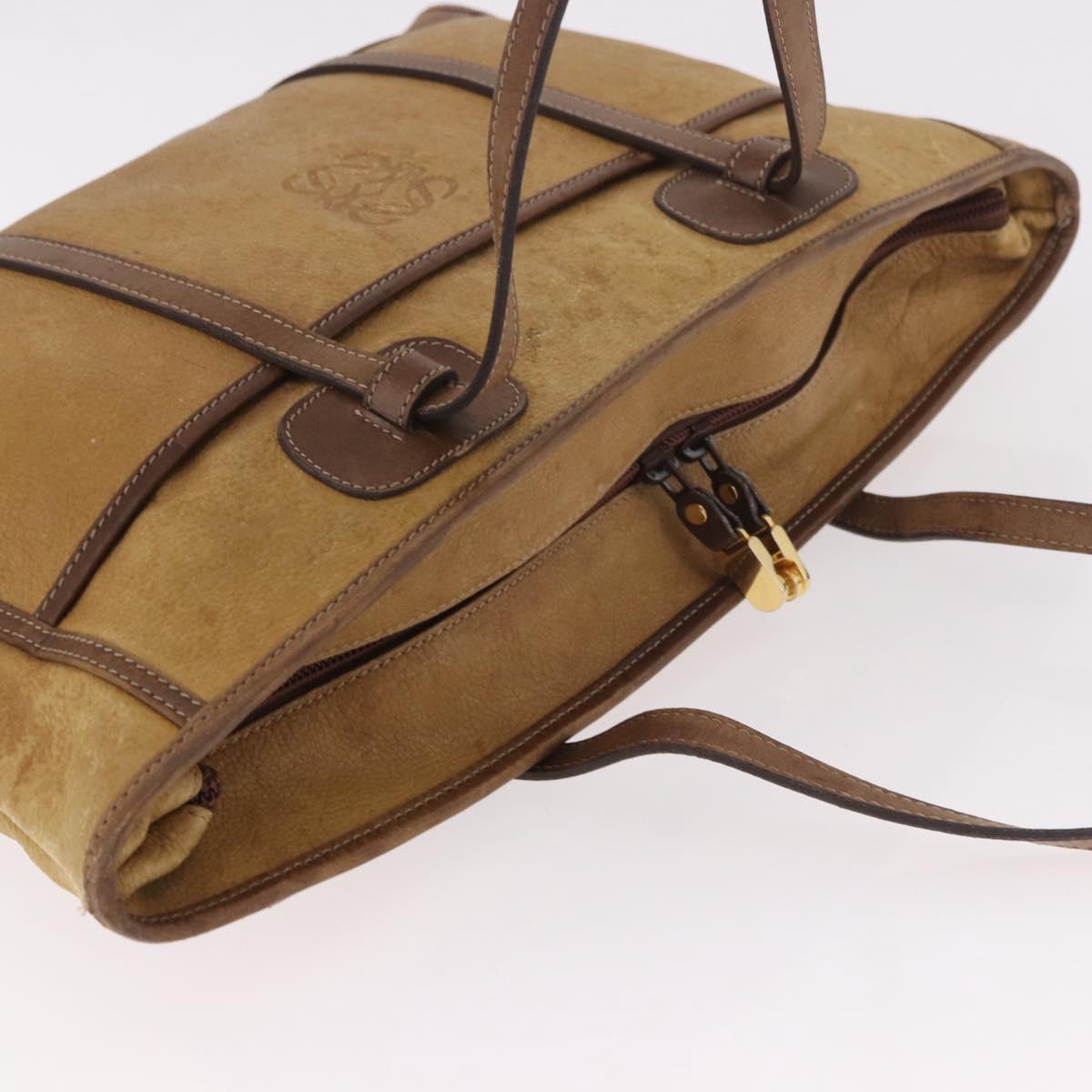 LOEWE Anagram Tote Bag Canvas Beige Gold Auth bs35617
