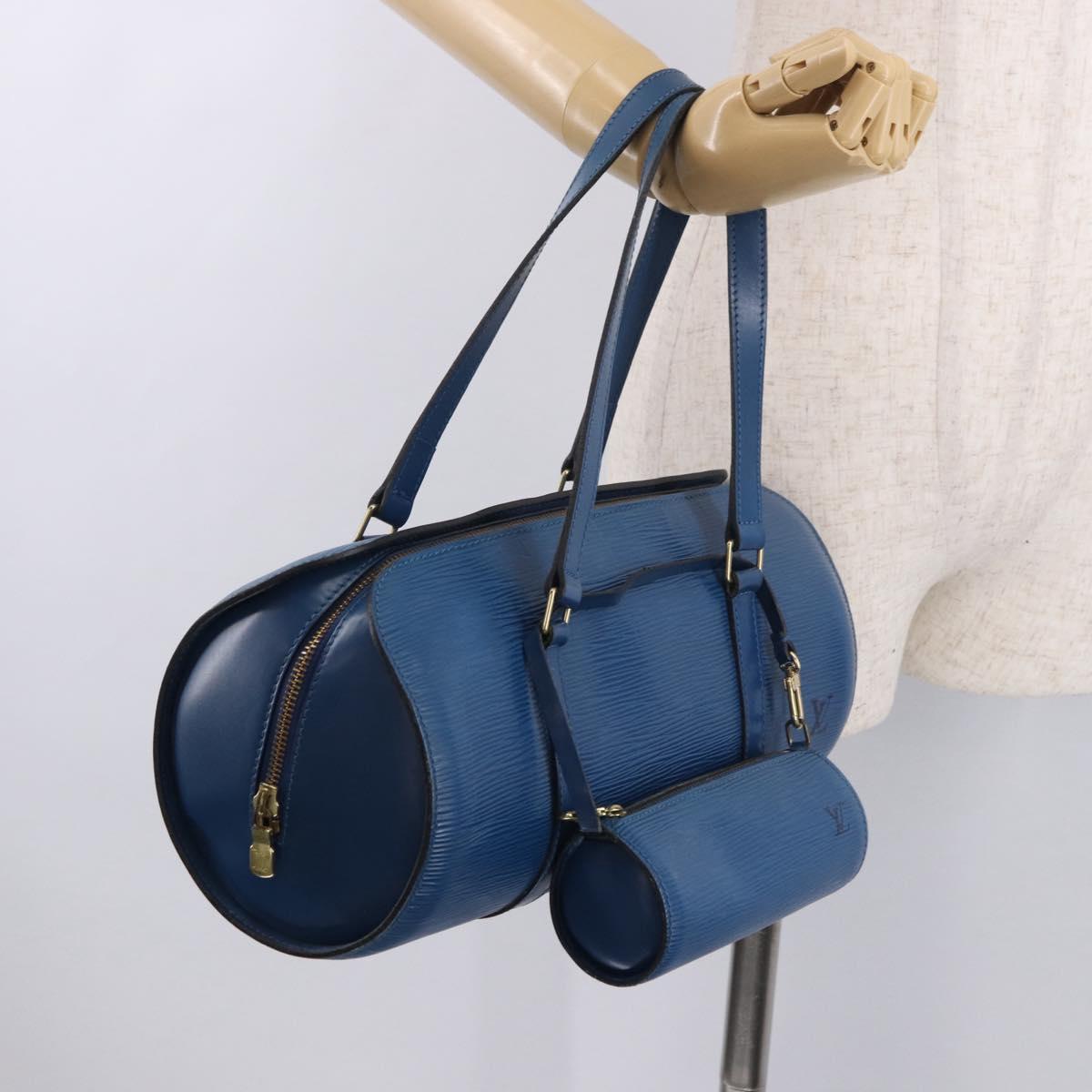 LOUIS VUITTON Epi Soufflot Hand Bag Blue M52225 LV Auth bs35630