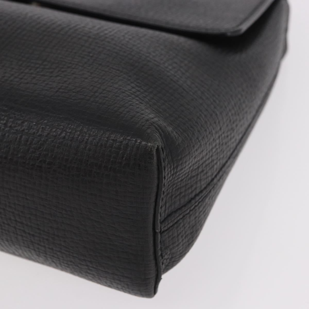 LOEWE Hand Bag Leather Black Silver Auth bs35634