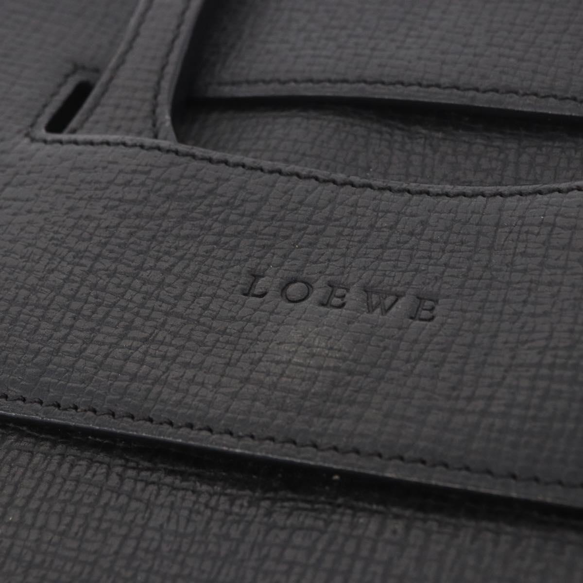 LOEWE Hand Bag Leather Black Silver Auth bs35634