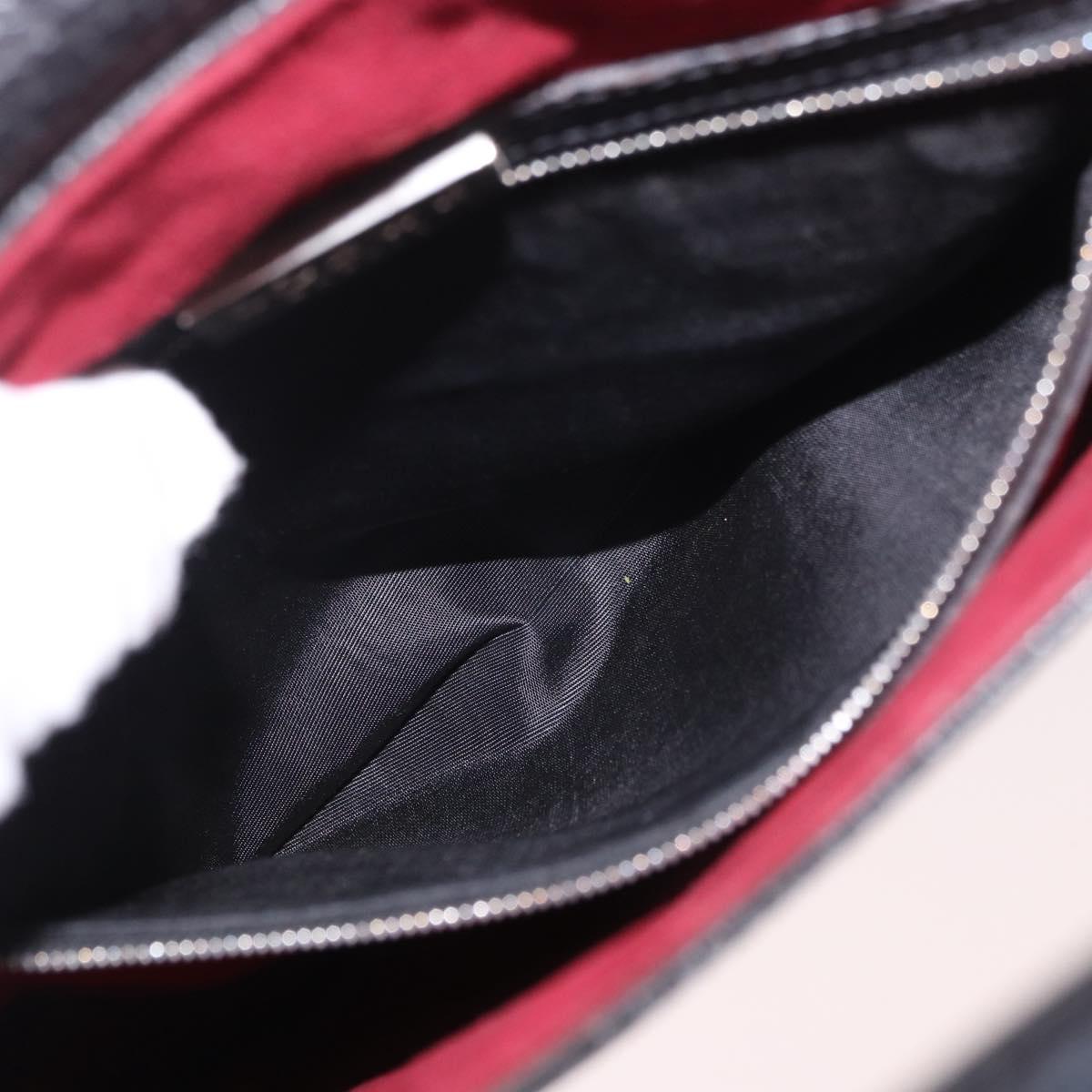 LOEWE Hand Bag Leather Black Silver Auth bs35634