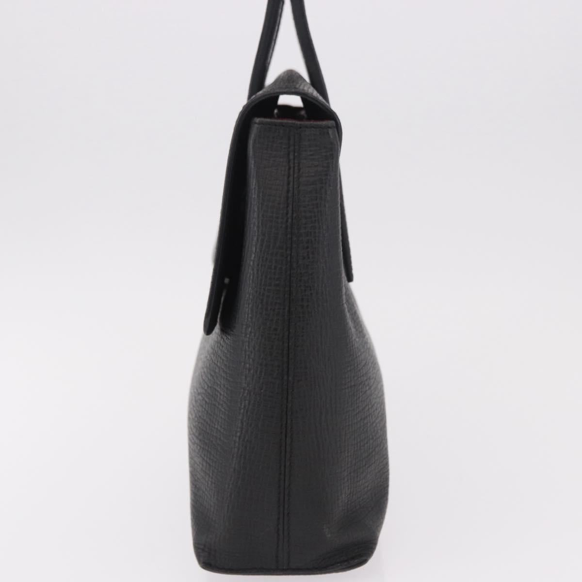 LOEWE Hand Bag Leather Black Silver Auth bs35634