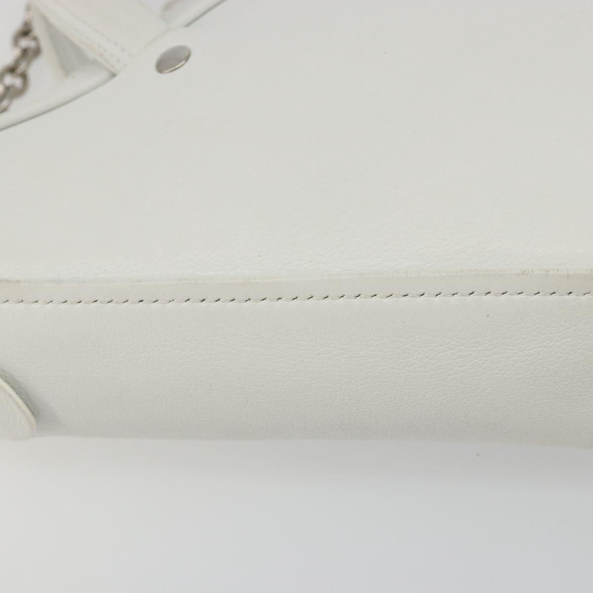 BALENCIAGA Triangle Duffel Bag Leather 2way White Silver 527272 Auth bs35637A