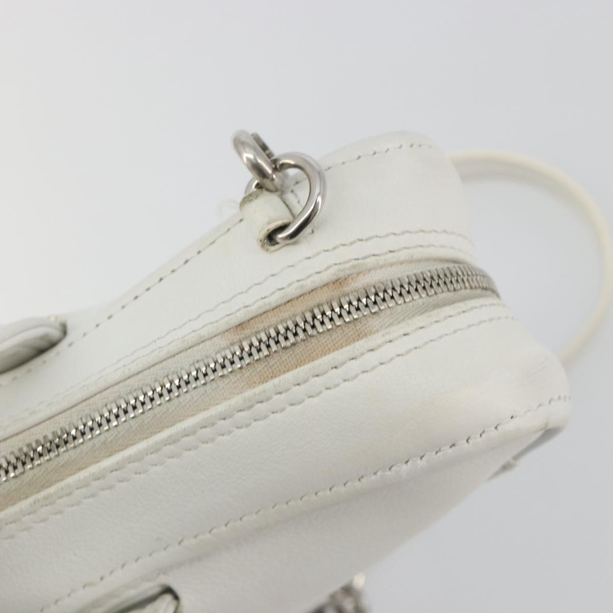 BALENCIAGA Triangle Duffel Bag Leather 2way White Silver 527272 Auth bs35637A