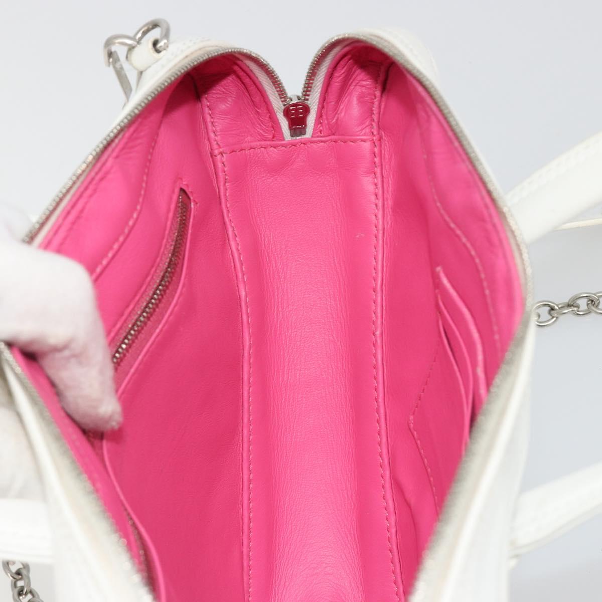 BALENCIAGA Triangle Duffel Bag Leather 2way White Silver 527272 Auth bs35637A