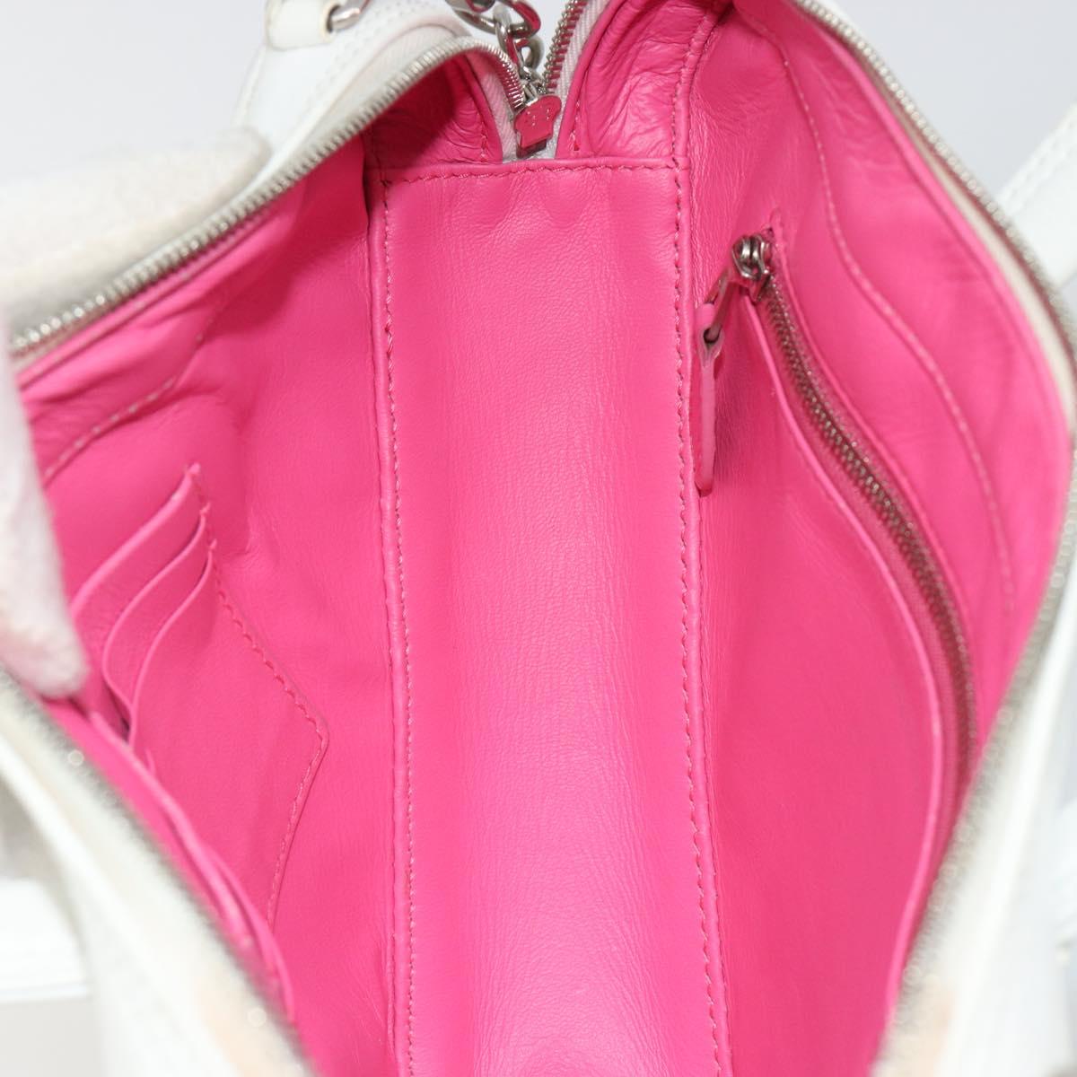 BALENCIAGA Triangle Duffel Bag Leather 2way White Silver 527272 Auth bs35637A