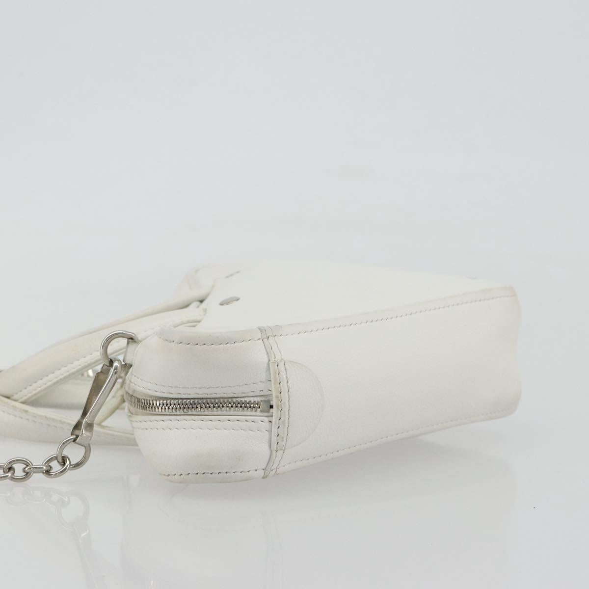 BALENCIAGA Triangle Duffel Bag Leather 2way White Silver 527272 Auth bs35637A