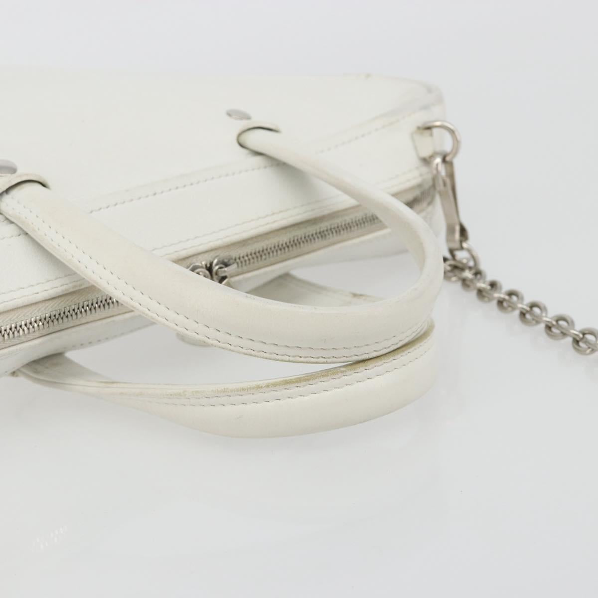 BALENCIAGA Triangle Duffel Bag Leather 2way White Silver 527272 Auth bs35637A