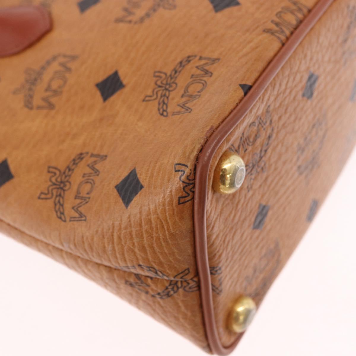 MCM Vicetos Logogram Hand Bag PVC Leather 2way Brown Gold Auth bs35639