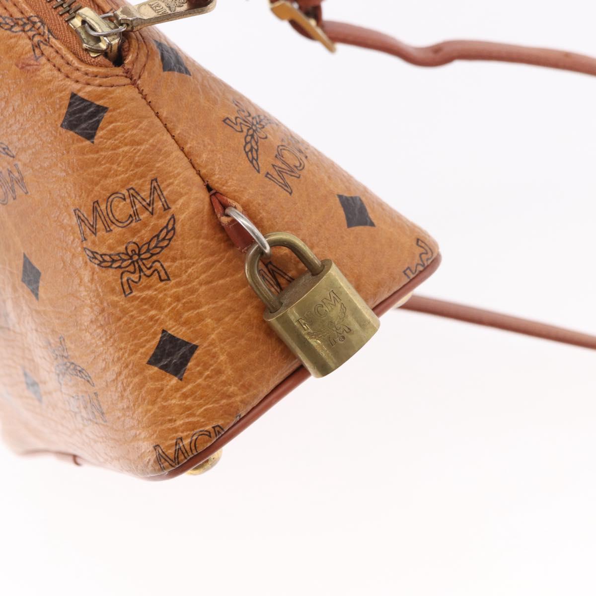 MCM Vicetos Logogram Hand Bag PVC Leather 2way Brown Gold Auth bs35639