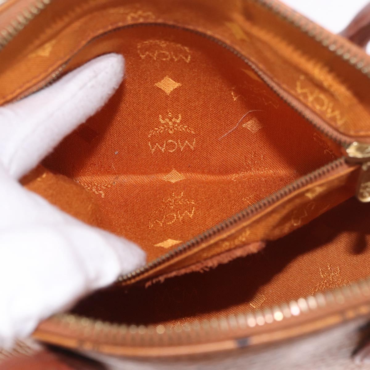 MCM Vicetos Logogram Hand Bag PVC Leather 2way Brown Gold Auth bs35639