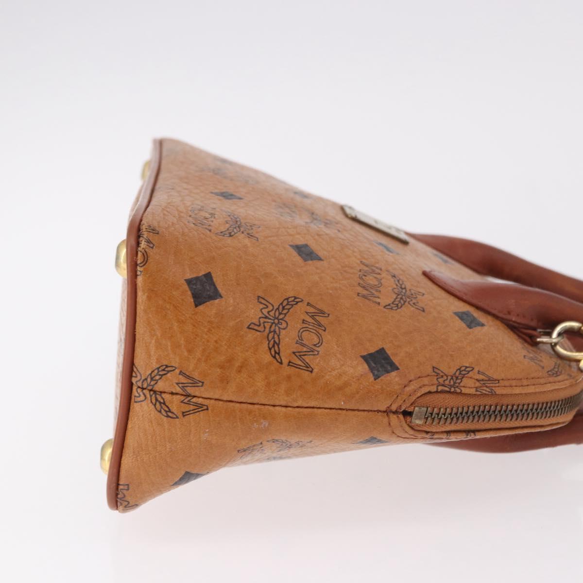 MCM Vicetos Logogram Hand Bag PVC Leather 2way Brown Gold Auth bs35639